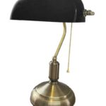 ACK AF10-00927 E27 Eskitme Gövde Siyah Cam Banker Masa Lambası